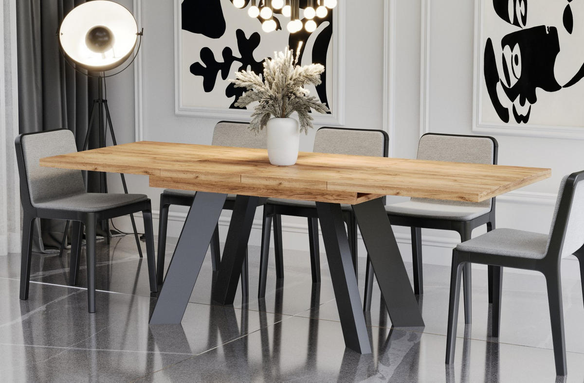 ESSTISCH Como ausziehbar bis 210 cm - Eiche Bianco, Holzwerkstoff (130/80/76cm) - Endo-Moebel
