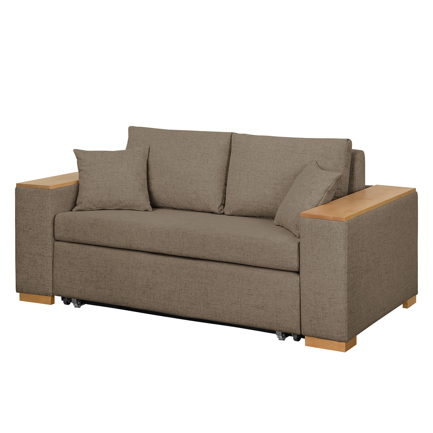 SCHLAFSOFA mit XL Armlehne - Braun, Textil (196/90/90cm) - home24