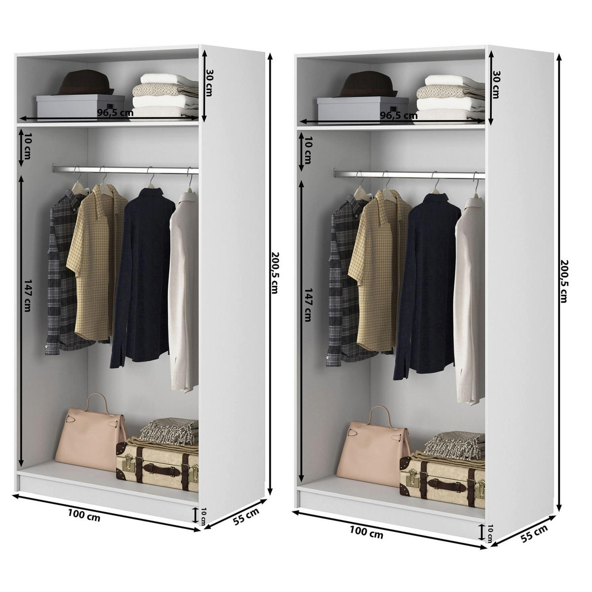 KLEIDERSCHRANK Frame Greige 200 cm - Taupe/Goldfarben, Holzwerkstoff/Metall (200/200.5/57cm) - Selsey
