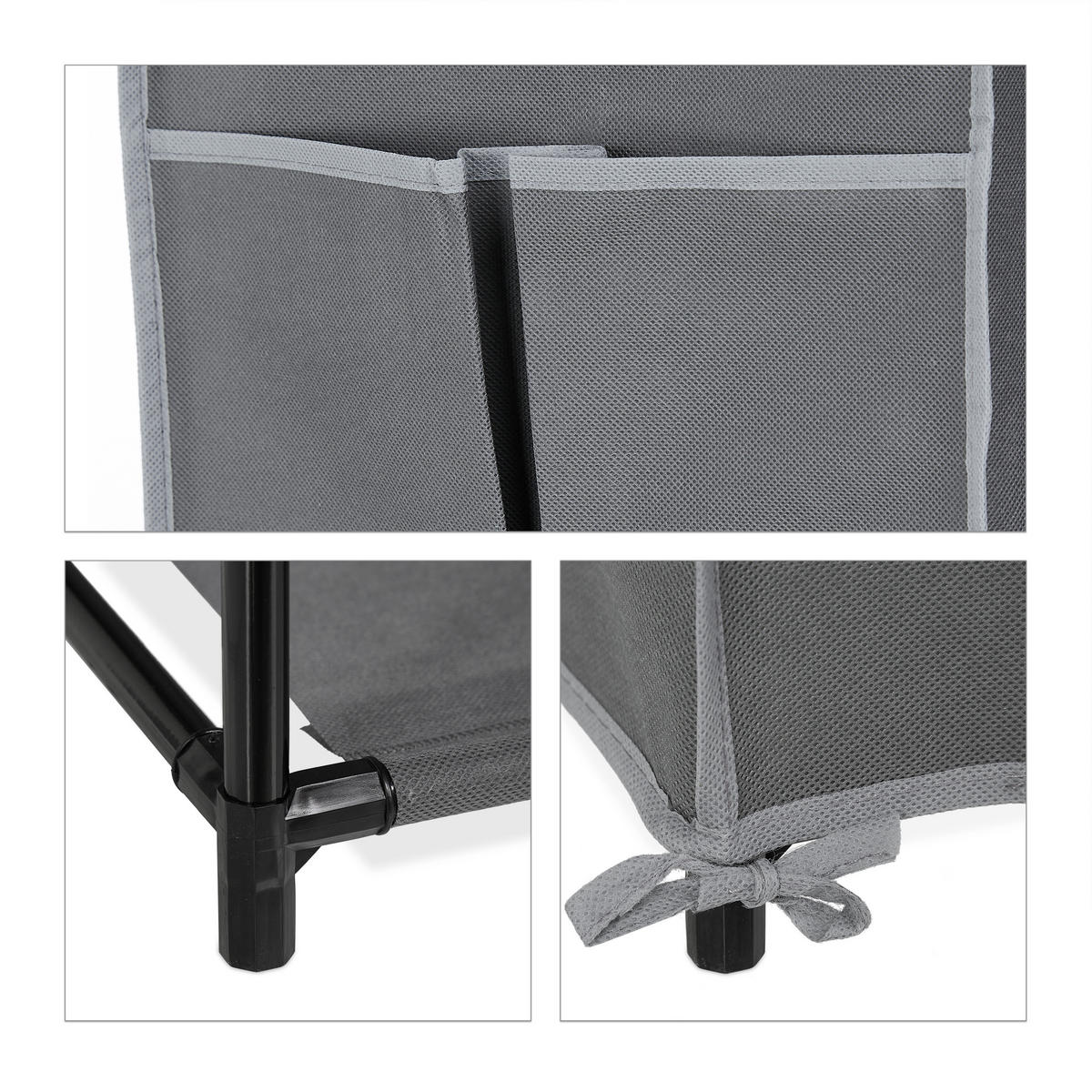 SCHUHSCHRANK - Grau, Kunststoff/Textil (86/158/30cm) - Relaxdays