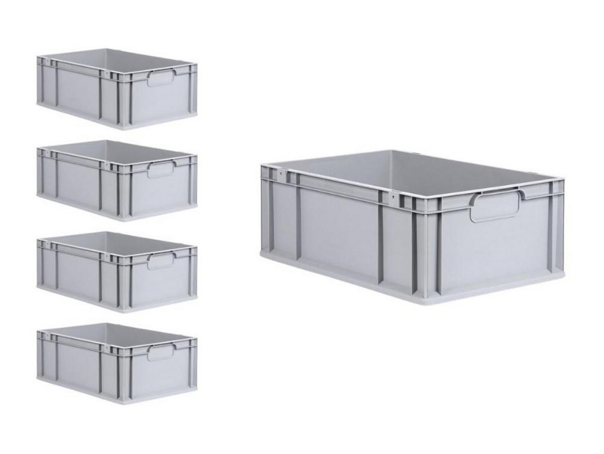 EUROBOX 5x Nextgen Economy Griffe Geschlossen 22x40x60cm 44 Liter - Grau, Kunststoff (40/22/60cm) - PROREGAL