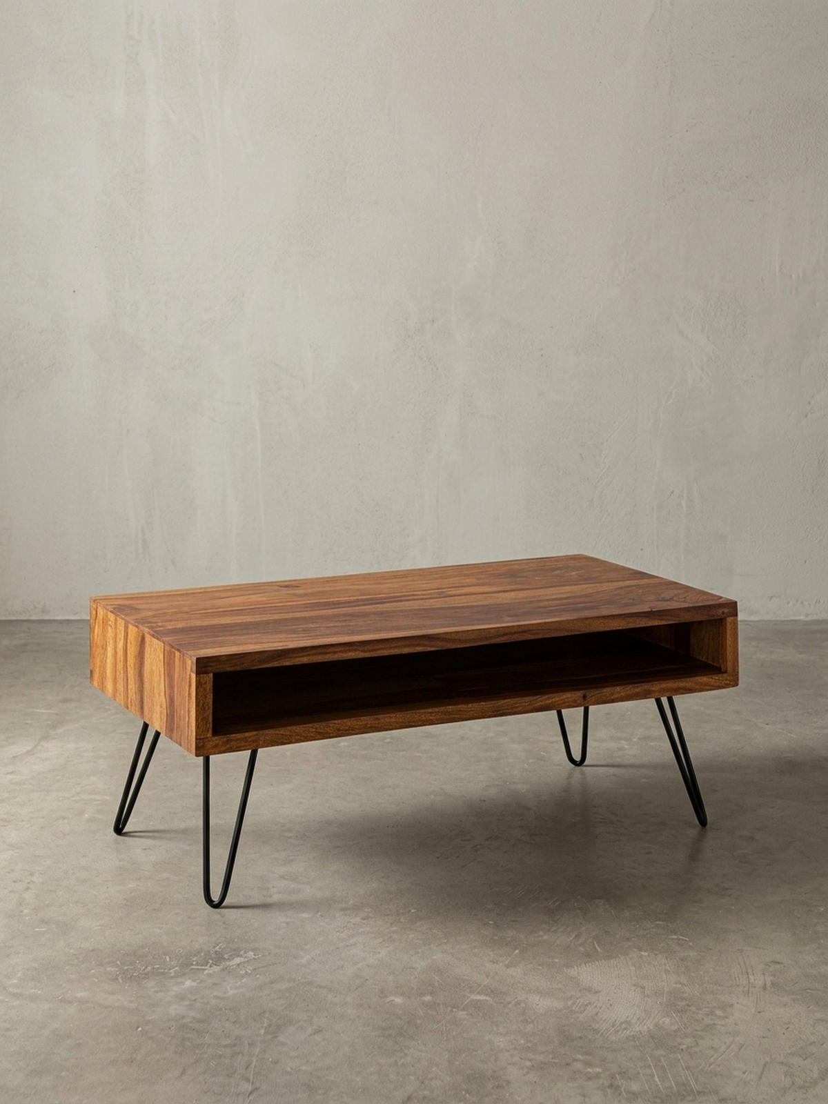 COUCHTISCH Sheeshamholz, Pulverbeschichtet mit Ablagefach, Maße 100x40x50 cm - Schwarz/Braun, Holz/Metall (50/100/40cm) - KADIMA DESIGN