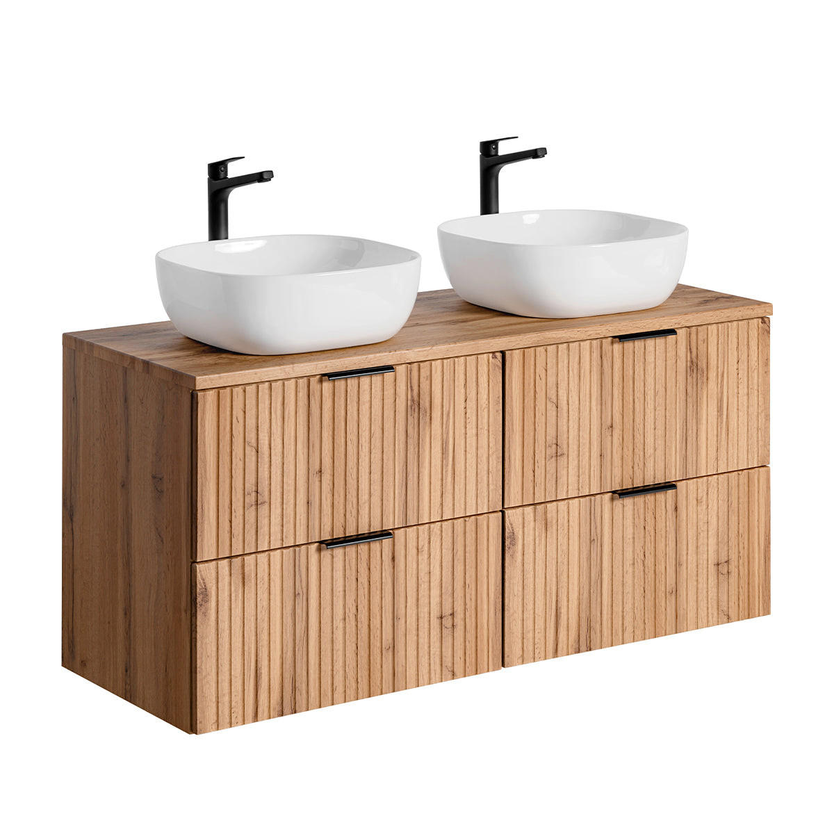 BADMÖBEL 120.8cm Adriel 2er-Set Holz in Eichenoptik - Braun, Holzwerkstoff (120.8/59/46cm) - Petits-meubles