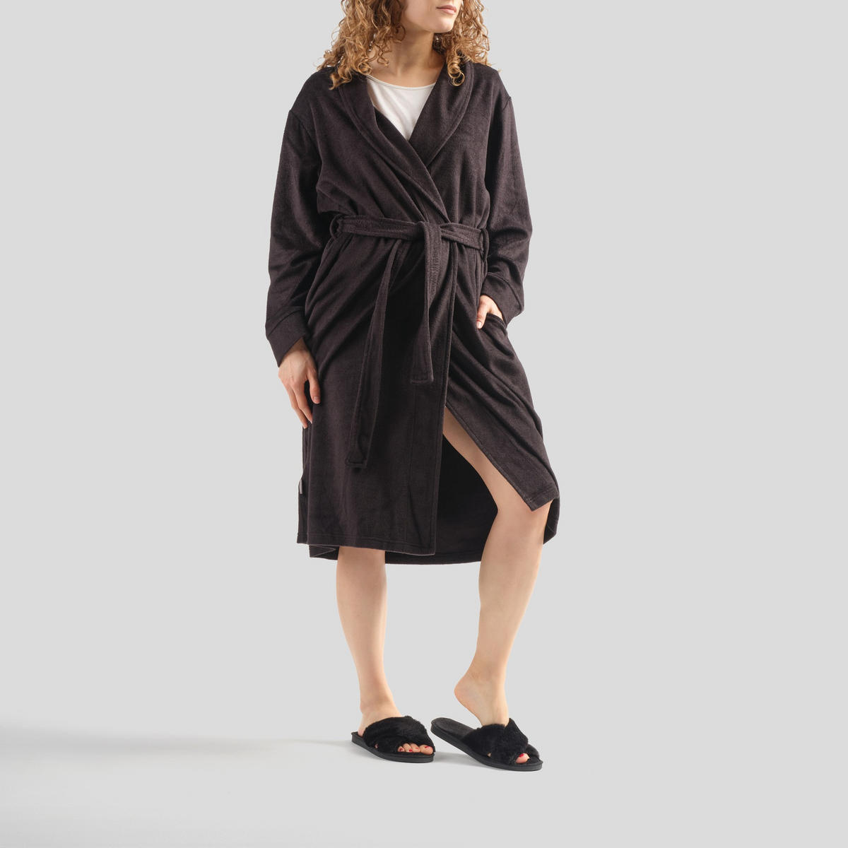 BADEMANTEL MIT BAUMWOLLE Polina - Schwarz, Textil (Einheitsgrößenull) - home&you