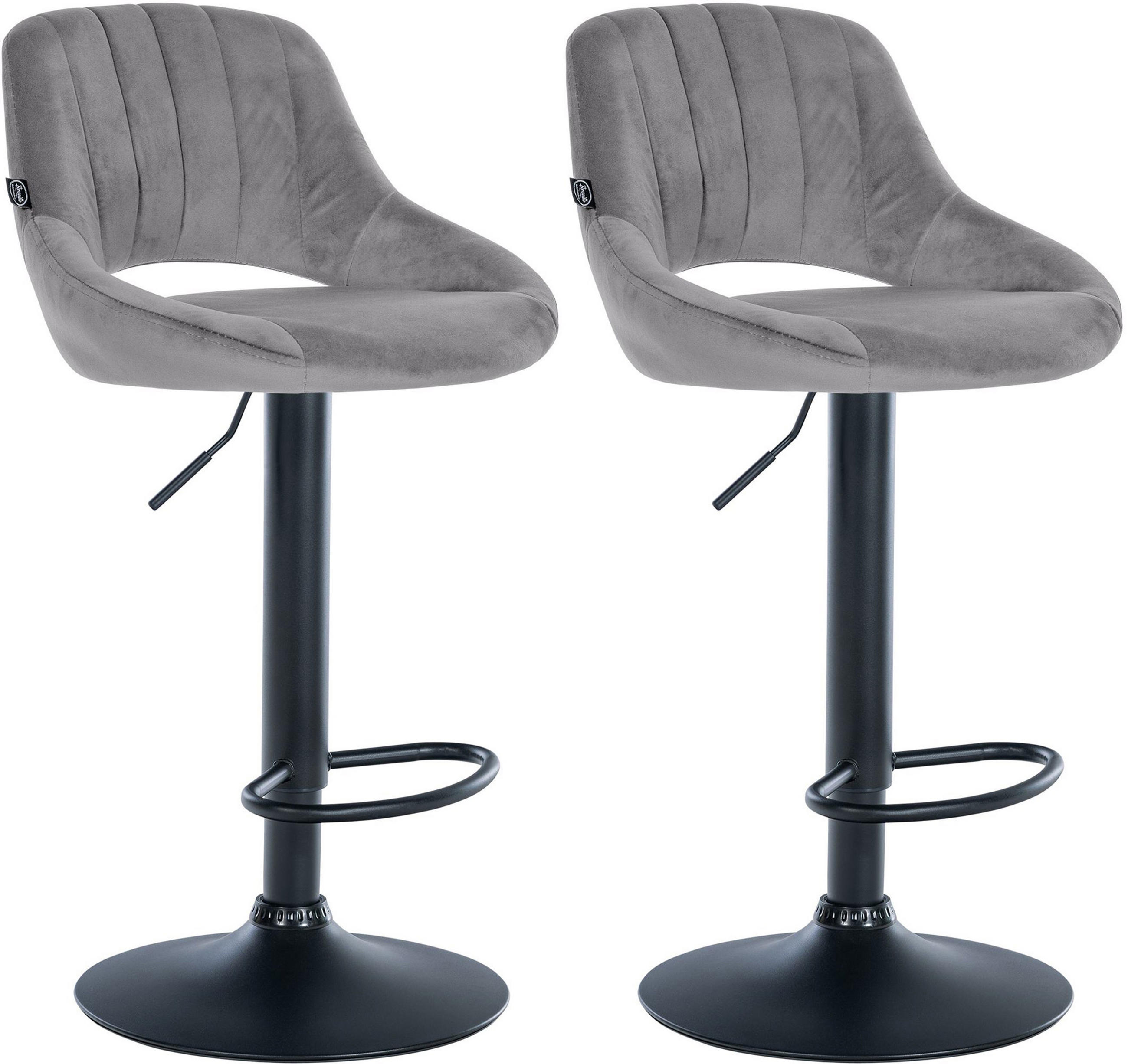 BARHOCKER 2er Set Milos Samt B dunkelgrau - Schwarz/Grau, Textil/Metall (47/106/48cm) - TPFLiving