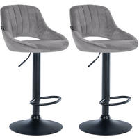 BARHOCKER 2er Set Milos Samt B dunkelgrau - Schwarz/Grau, Textil/Metall (47/106/48cm) - TPFLiving