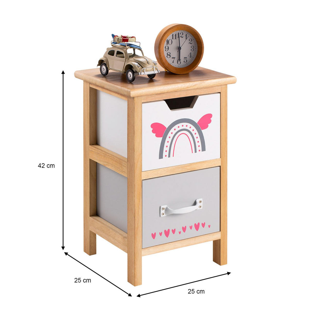 KOMMODE ESTA - Naturfarben/Grau, Holzwerkstoff (25/42/25cm) - CARO-Möbel