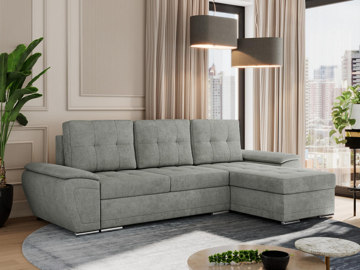 ECKSOFA UMBRIA L Grau Stukture - Grau, Textil (271/157cm) - MKS