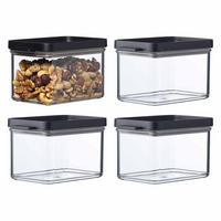 VORRATSDOSEN OMNIA Black 700 ml 4er Set - Schwarz, Kunststoff (9.4/9.2/14.5cm) - Mepal