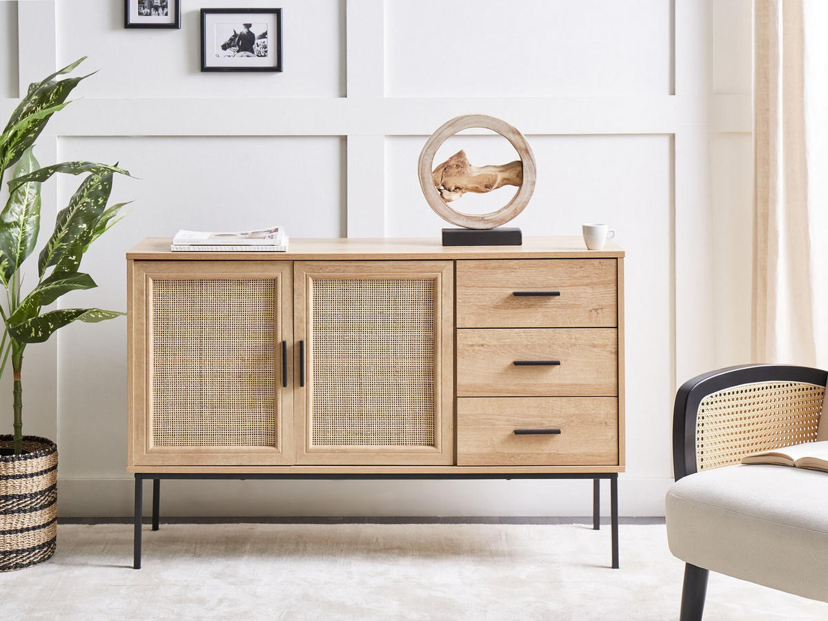SIDEBOARD se 2 dveřmi Světle hnědý Pasco - hnědá, kompozitní dřevo (120/77/39cm) - Beliani