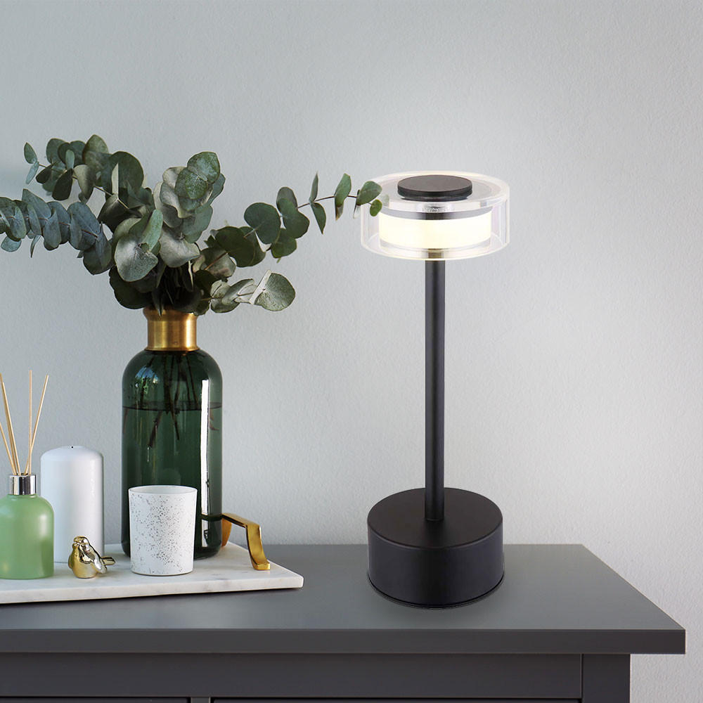 LED TISCHLEUCHTE Schwarz Metall - Schwarz, Metall (8/8/23.5cm) - Globo Lighting