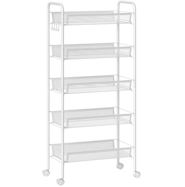 KÜCHENWAGEN mit 5 Drahtkörben 45 x 26,5 x 106 cm Weiß - Weiß, Metall (26.5/106/45cm) - Beauniv