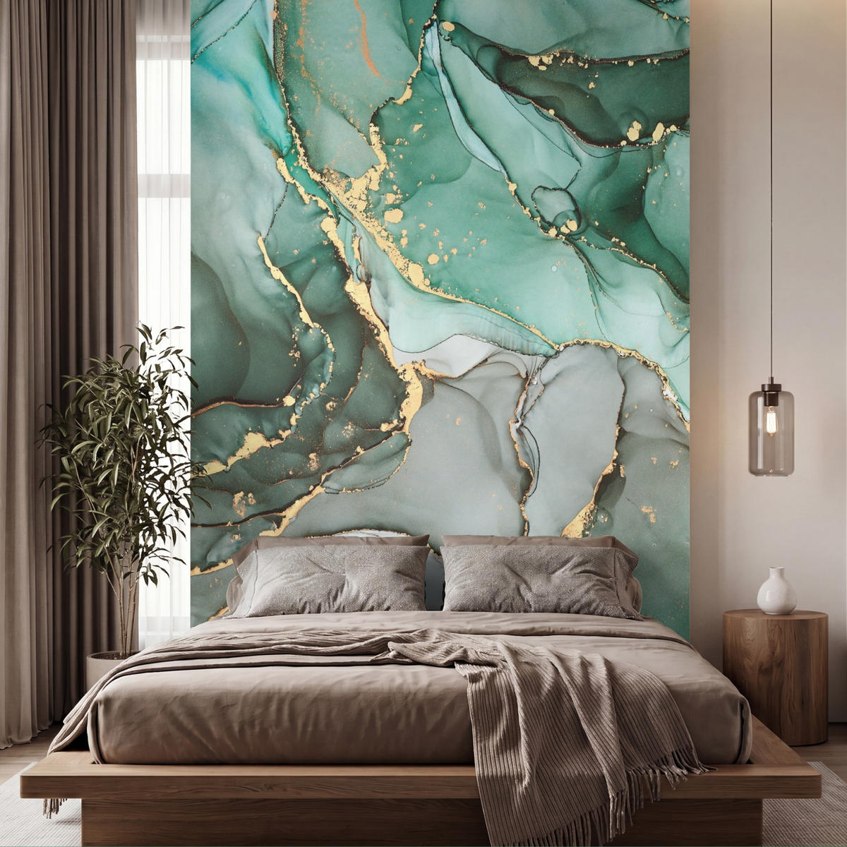 TAPETE - Gold - Marmor - Grün - Luxus - Marmoroptik - Grau - 200x300 cm - Grün, Papier (200/300cm) - OnlyWow
