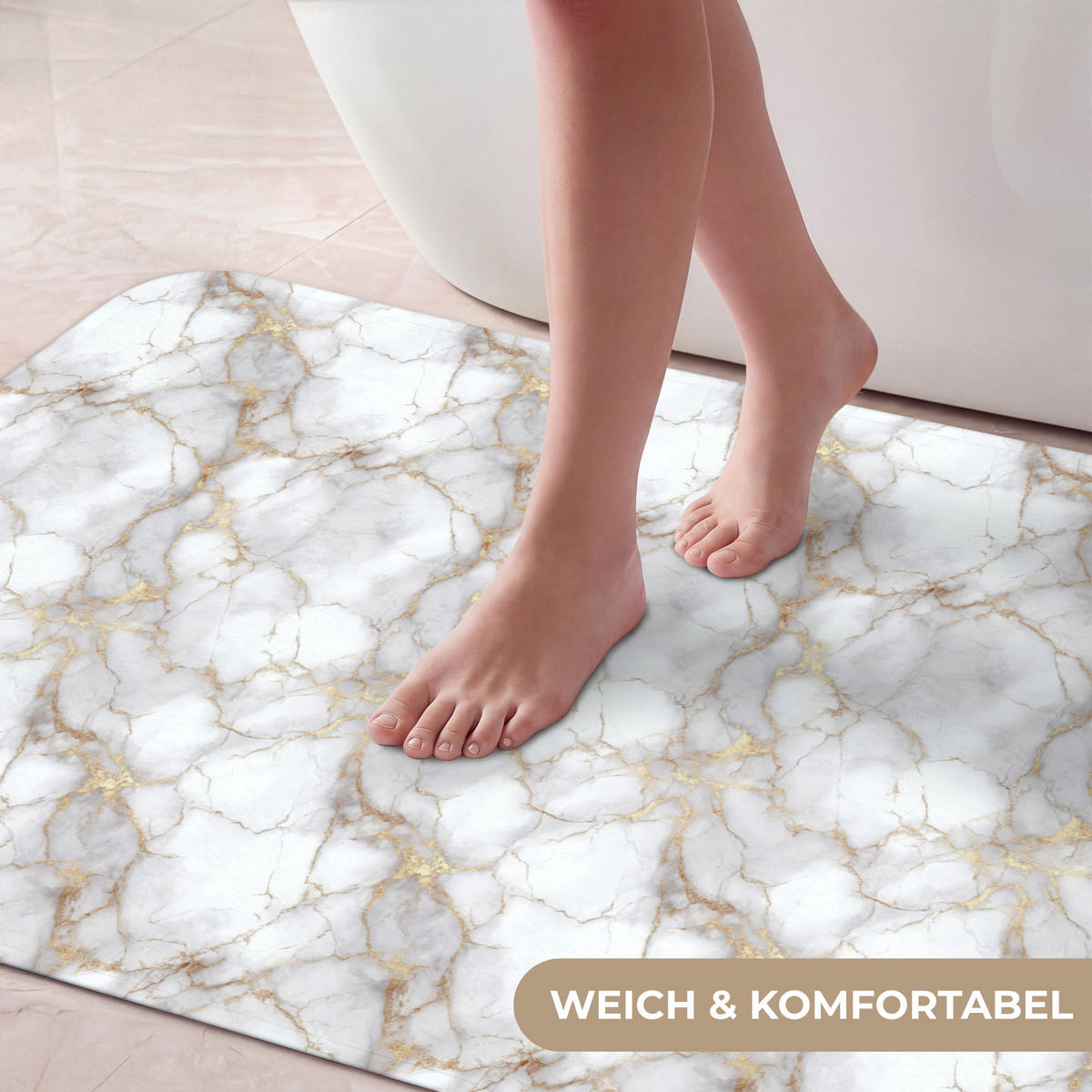 KÚPEĽŇOVÁ PREDLOŽKA Biela - zlatá - mramorová - sivá 60x120 cm - biela, textil/plast (60/120cm) - OnlyWow