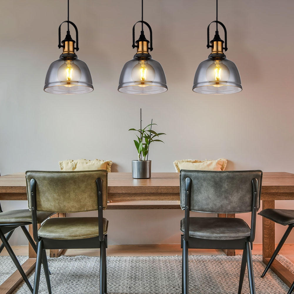 LED HÄNGELEUCHTE DOROTHEA Messing Grau - Grau, Glas (83.5/20/120cm) - Globo Lighting