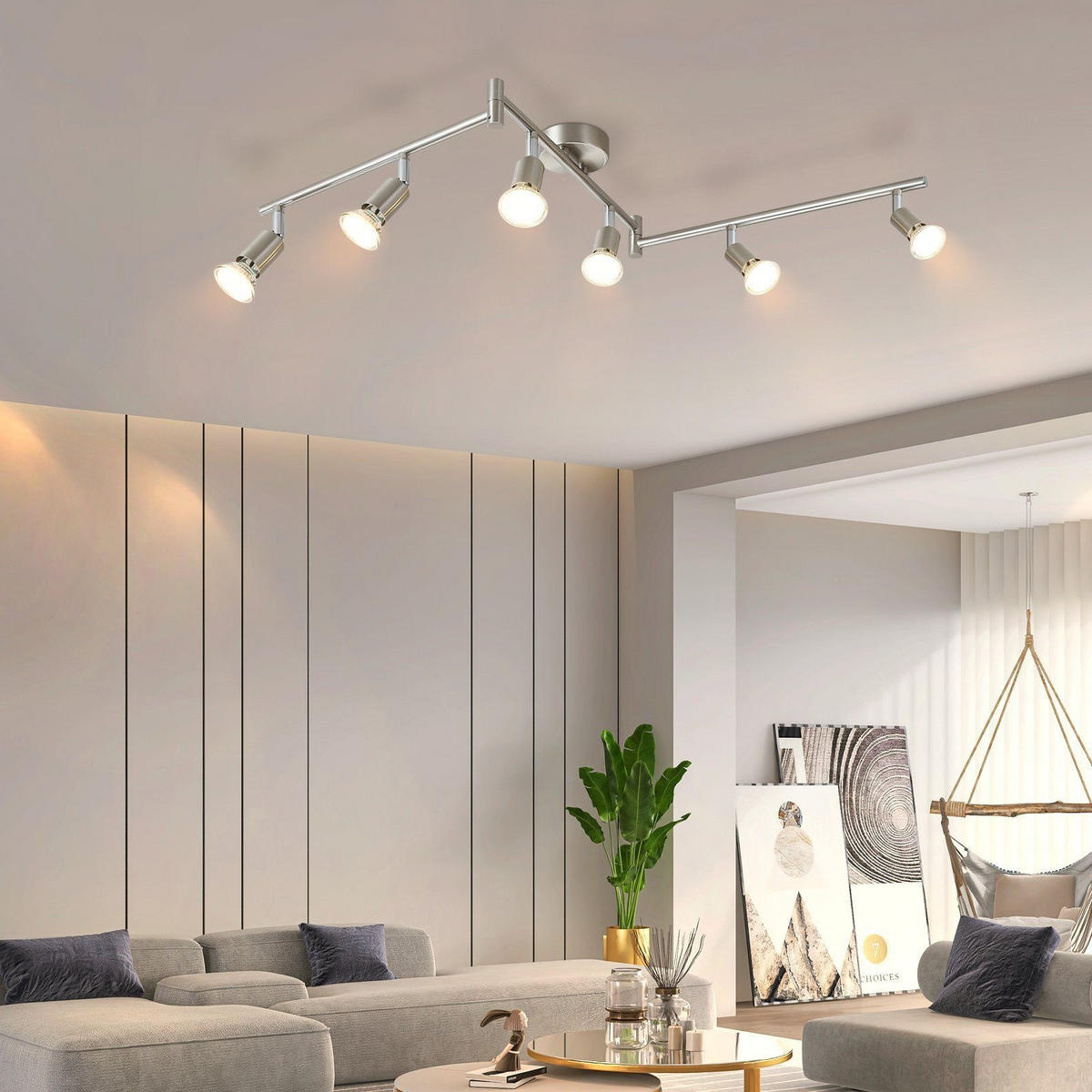 STRAHLER Aub 6-flammig 108/8/15 cm - Silberfarben, Metall (108/8/15cm) - Nettlife