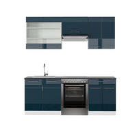 KÜCHENZEILE Fame-Line Dunkelblau Hochglanz/Weiß 200 cm AP Anthrazit - Dunkelblau/Weiß, Holzwerkstoff (200/81.6/60cm) - Vicco