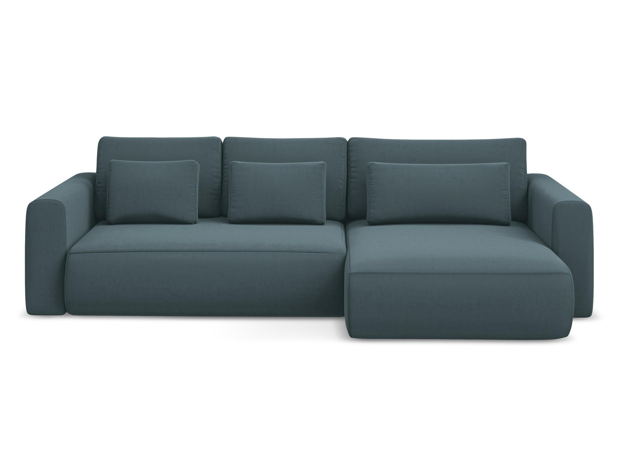 ECKSOFA mit Schlaffunktion Samt Stoff Blau - Blau/Petrol, Kunststoff/Textil (278/149cm) - Makamii