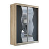 SCHWEBETÜRENSCHRANK 120 CM RIMA Farbe: Sonoma / schwarz / schwarz - Schwarz/Braun, Holzwerkstoff (120/215/59.5cm) - A&J MöbelLand