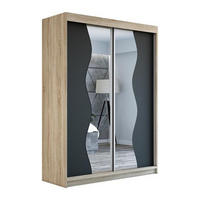 SCHWEBETÜRENSCHRANK 120 CM RIMA Farbe: Sonoma / schwarz / schwarz - Schwarz/Braun, Holzwerkstoff (120/215/59.5cm) - A&J MöbelLand