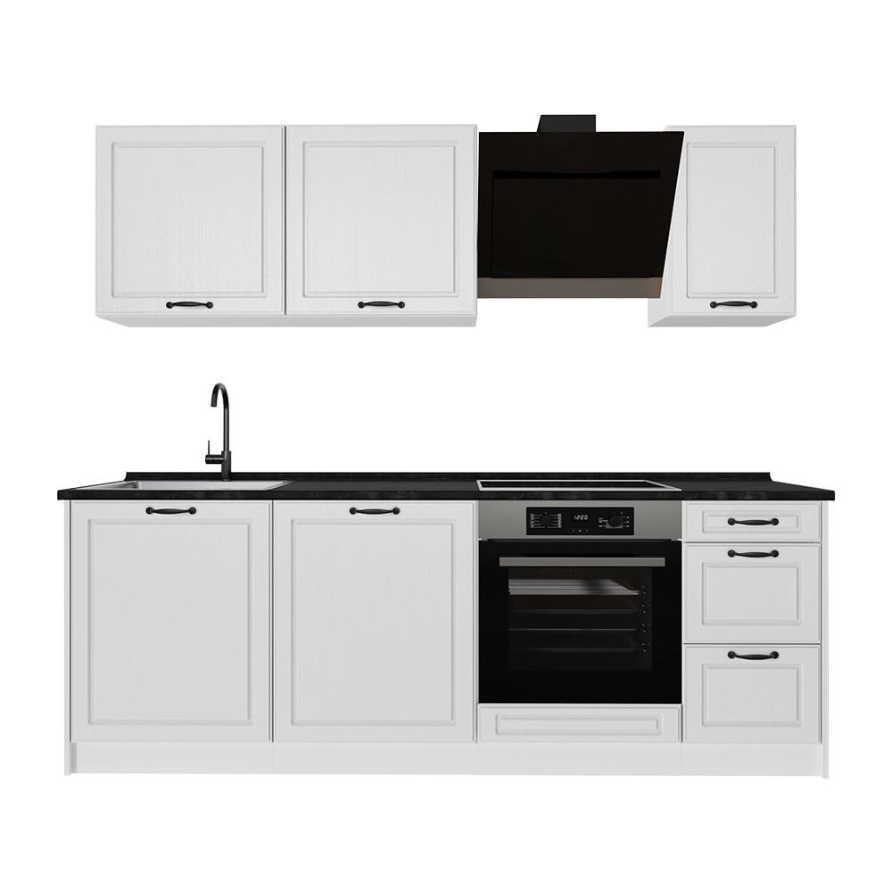 KUCHYNKA R-Line, Biely vidiecky dom/biely, 220 cm antrasiitti työtaso - biela, kompozitné drevo (220/81.6/60cm) - Vicco