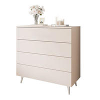 KOMMODE AURA KASCHMIR 4S mit Schubladen Silberne Beine - Kaschmir/Silberfarben, Holzwerkstoff (95/90/40cm) - Lookway