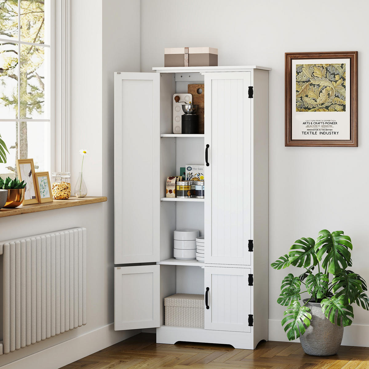 HIGHBOARD DE-11320 3 verstellbare Böden & 2 Türen Weiß - Weiß, Holzwerkstoff (30/153/60cm) - ComfortXL