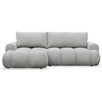 ECKSOFA Ombo Mini, Hellgrau Plüsch, linksseitig - Hellgrau/Schwarz, Kunststoff/Textil (246/155cm) - Selsey