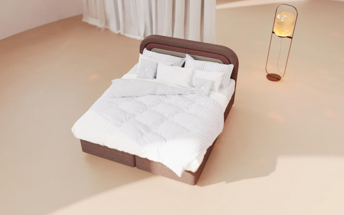 KONTINENTALBETT - Boxspringbett Nest 160x200 - Kupferfarben - Aragon 59 + Aragon 62 + Aragon 3 + Aragon 1 - Kieferfarben/Kupferfarben, Holzwerkstoff/Textil (160/200cm) - Möblo