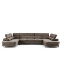 ECKSOFA U-Form PRIAM MAXI U2 XXL Ecksofa U-form 400 cm mit Schlaffunktion, 2 Bettkästen & Kopfteilverstellung Braun - Taupe, Holz/Textil (400/91/203cm) - Muffo