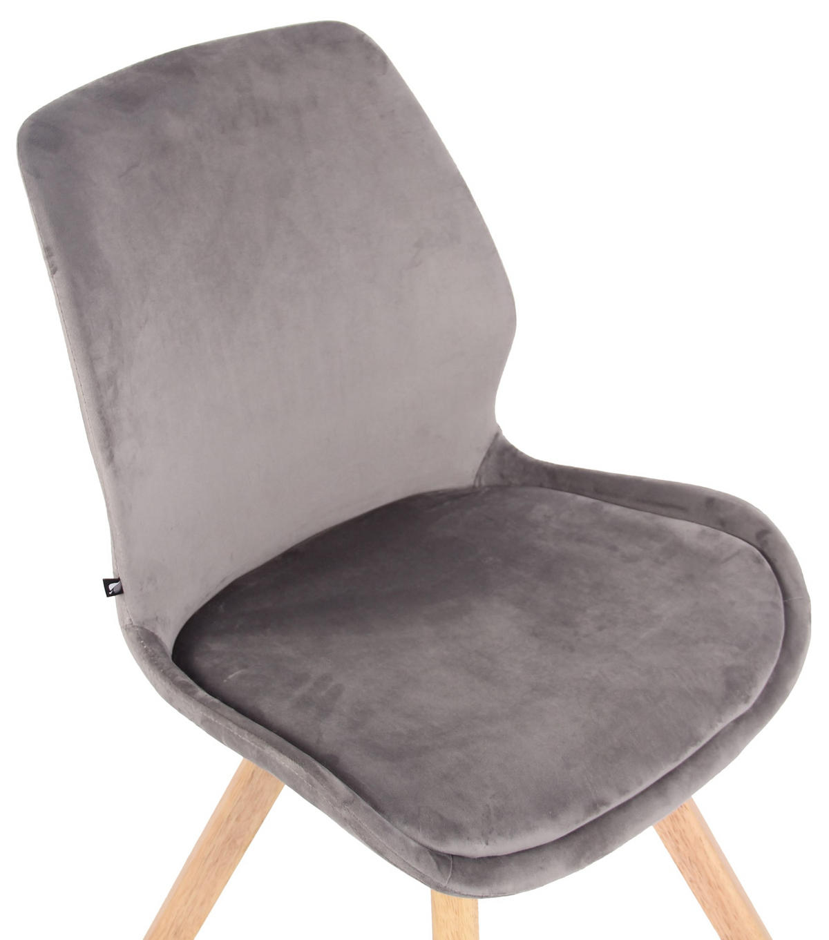 STUHL 4er Set Samt grau - Eukalyptusholzfarben/Grau, Holz/Textil (49/87.5/58cm) - CLP