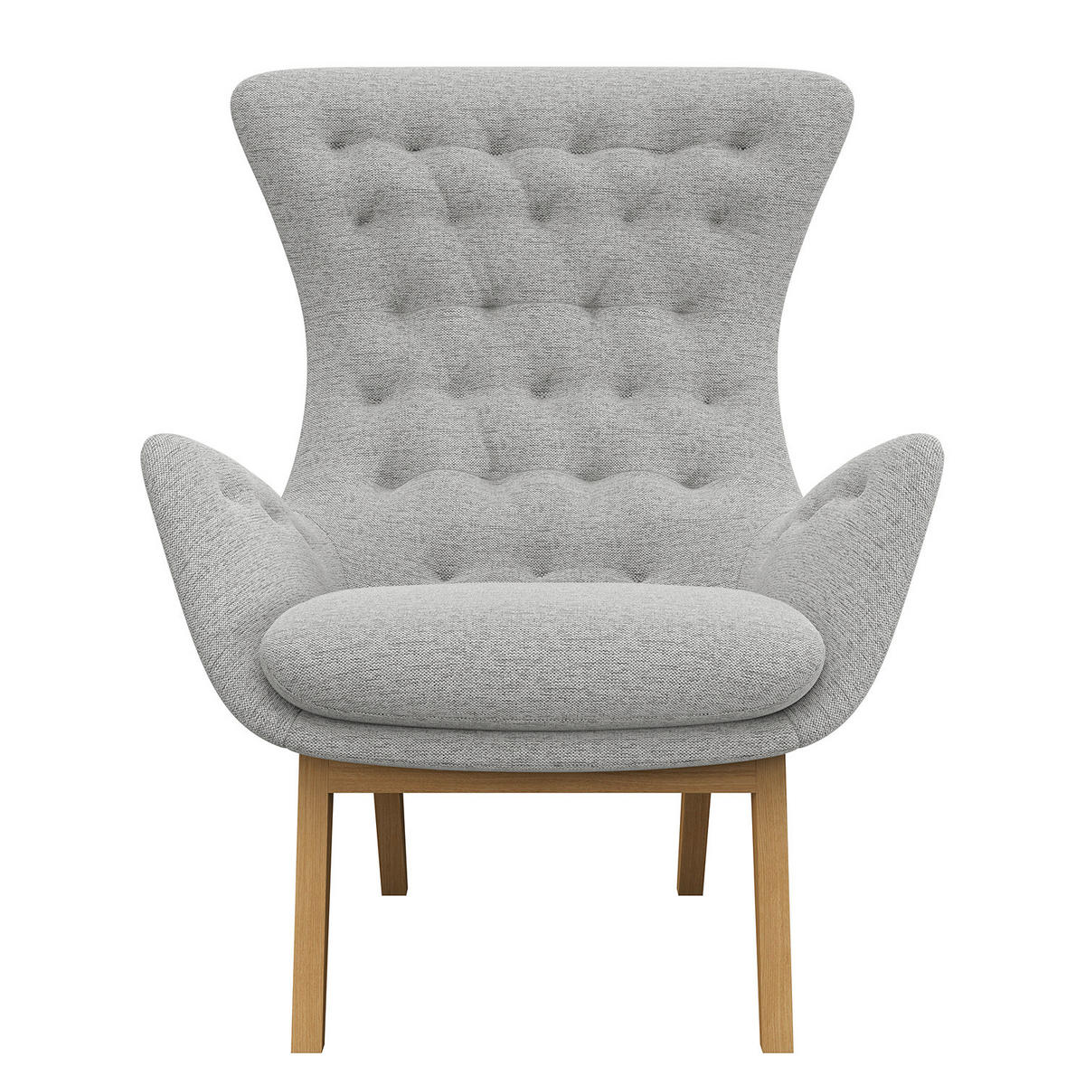 SESSEL - Webstoff - Eichefarben/Hellgrau, Eichenholz/Holz (85/101/93cm) - home24