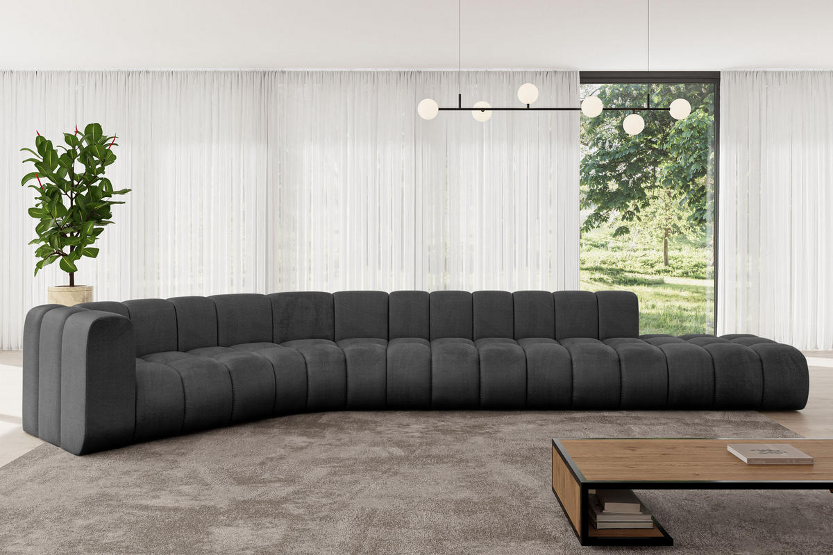 ECKSOFA modulares Sofa Tilmo-L2 - 490x194x70 cm Schwarz - Schwarz, Holzwerkstoff/Textil (490/194cm) - ALTDECOR