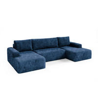 PANORAMASOFA Romeo 5 Sitzplätze Dunkelblau - Blau, Holz (345/92/163cm) - Petits-meubles