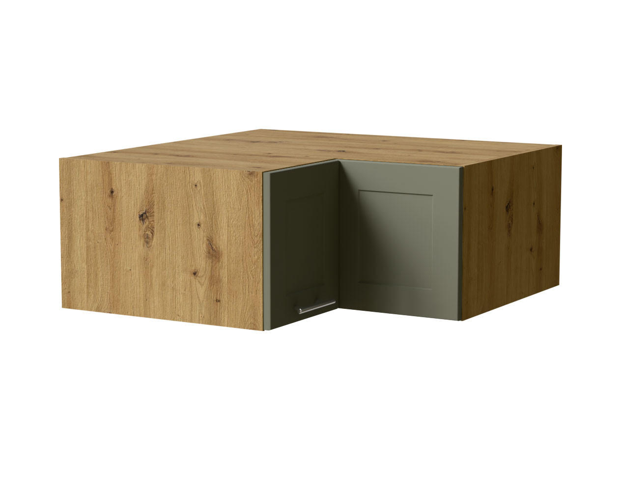 ECKAUFSATZSCHRANK Oslo W14/90/36 Eiche Artisan / Reed Green Matt 90 / 90 / 36cm - Eiche Artisan/Grün, Holz/Holzwerkstoff (90/36/90cm) - Feldmann-Wohnen