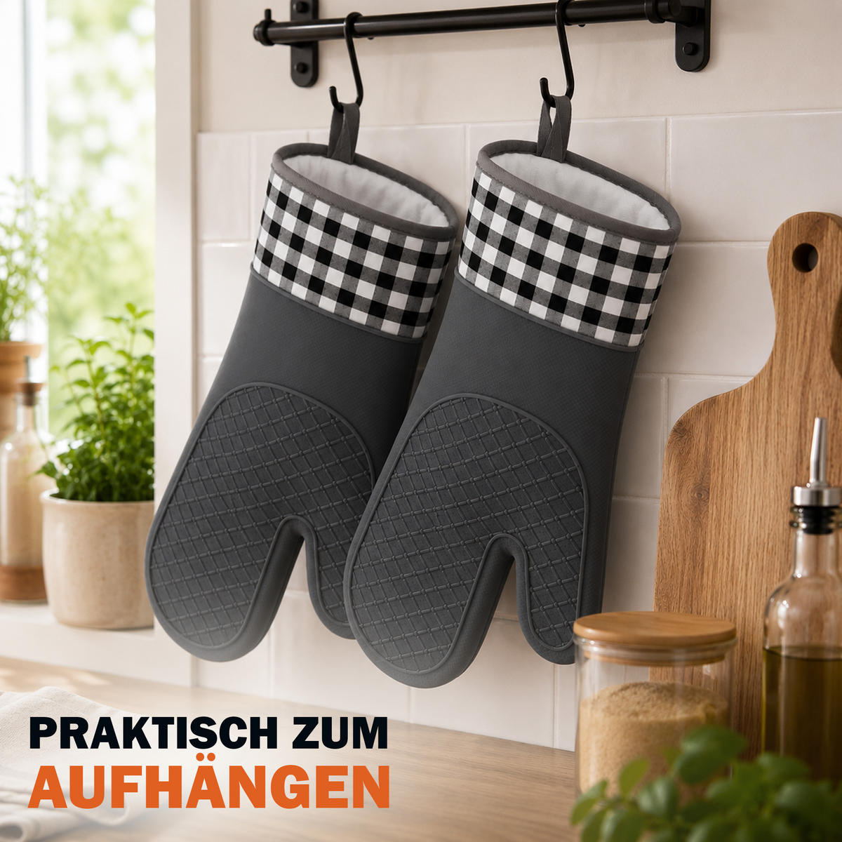 SILIKON Ofenhandschuh 2er Pack - Grau - Grau, Kunststoff (18/29cm)