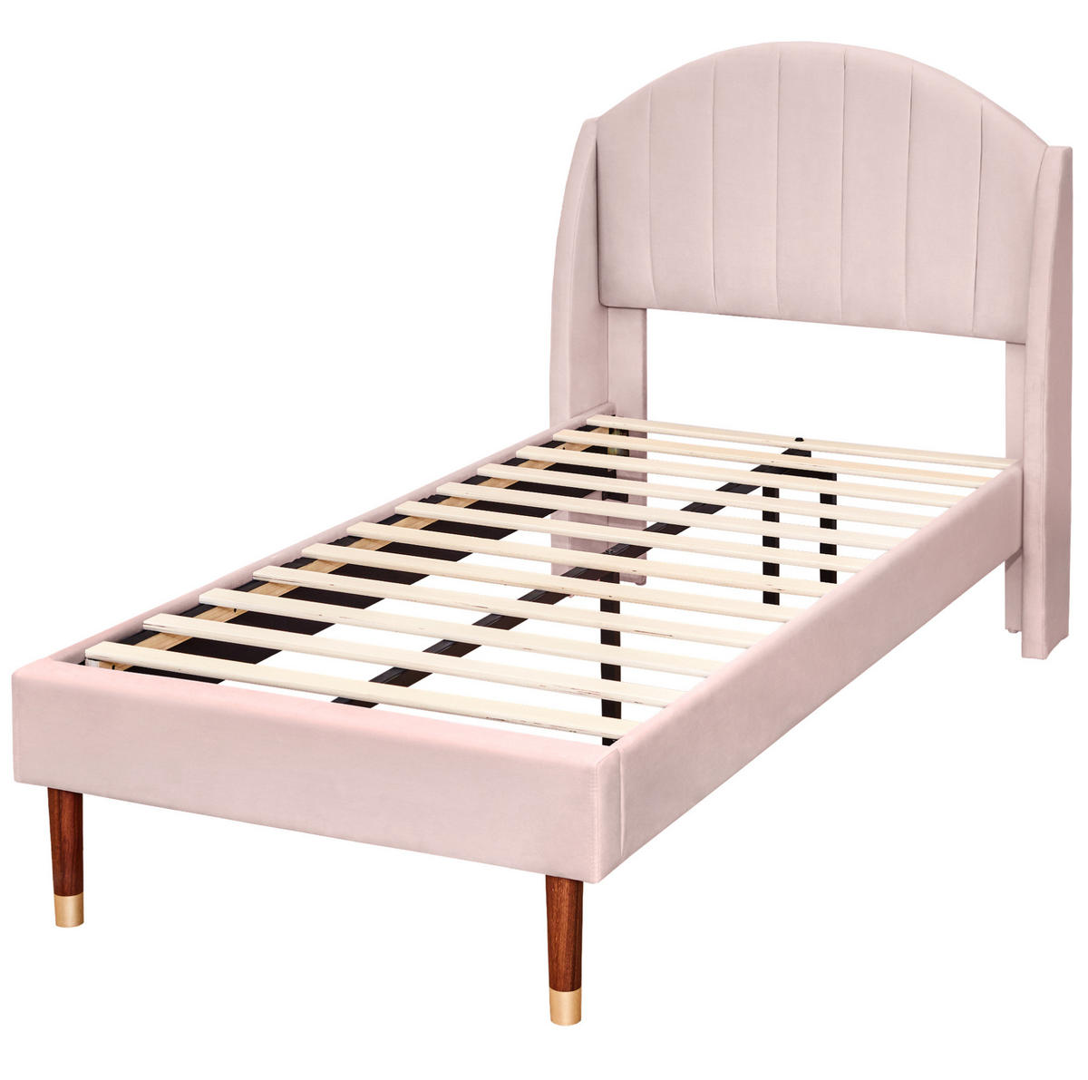 BETT mit Lattenrost 90x200 cm Samt Pink - Pink, Metall (90/200cm) - Beauniv