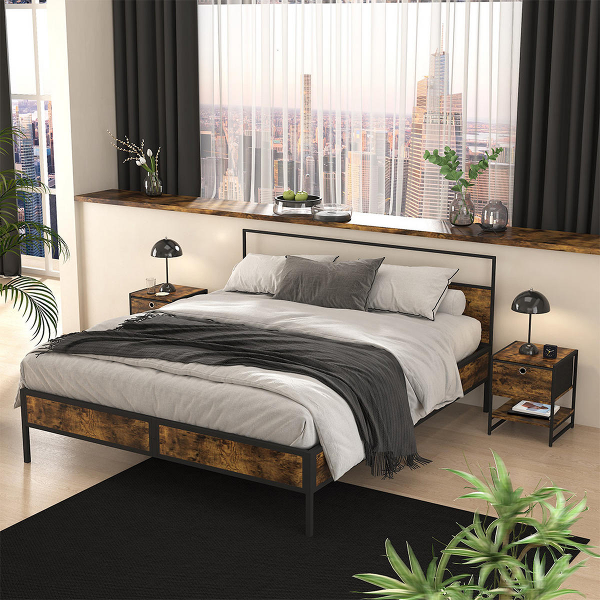 NACHTTISCH Fyrk Eiche rustikal 40 x 50 cm 2er-Set - Wildeiche, Holzwerkstoff (40/50/40cm) - Vicco