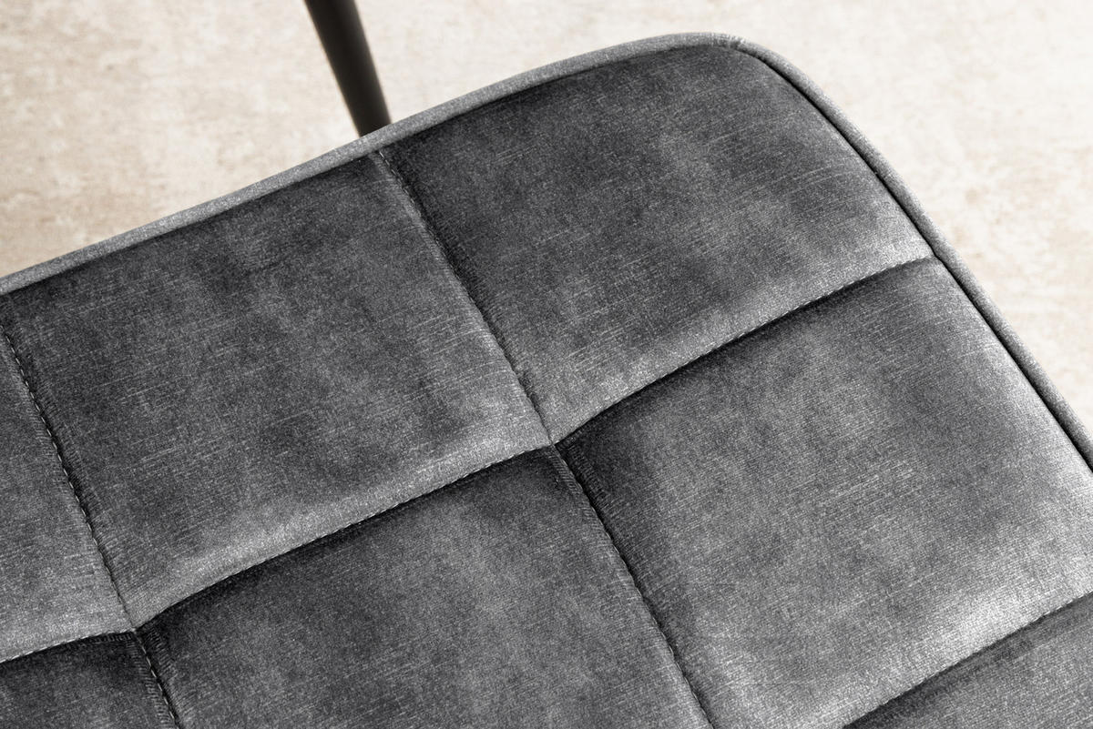 HOCKER SCANDINAVIA Samt Grau 60 cm - Schwarz/Grau, Textil/Metall (60/39/40cm) - riess-ambiente