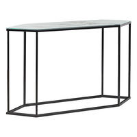 KONSOLENTISCH Marmor Optik weiß/schwarz Perrin - Schwarz/Weiß, Glas (35/120/75cm) - Beliani