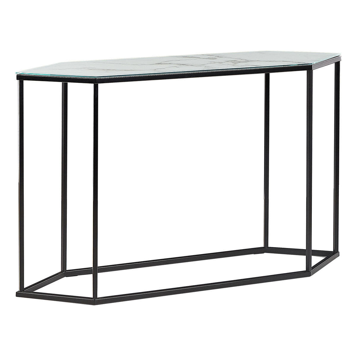 KONSOLENTISCH Marmor Optik weiß/schwarz Perrin - Schwarz/Weiß, Glas (35/120/75cm) - Beliani