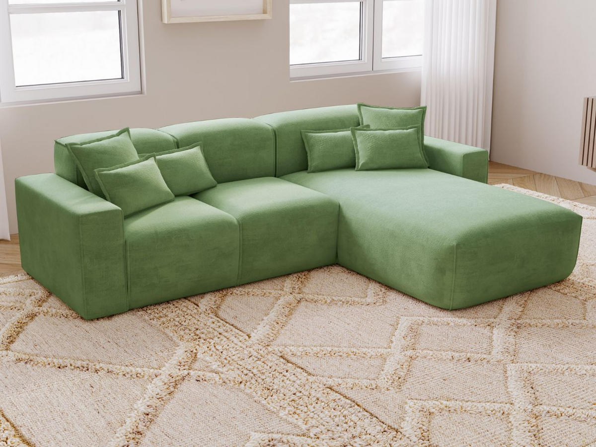 ECKSOFA Leni Grün Rechts - Grün, Holz/Textil (265/180cm) - Graingold