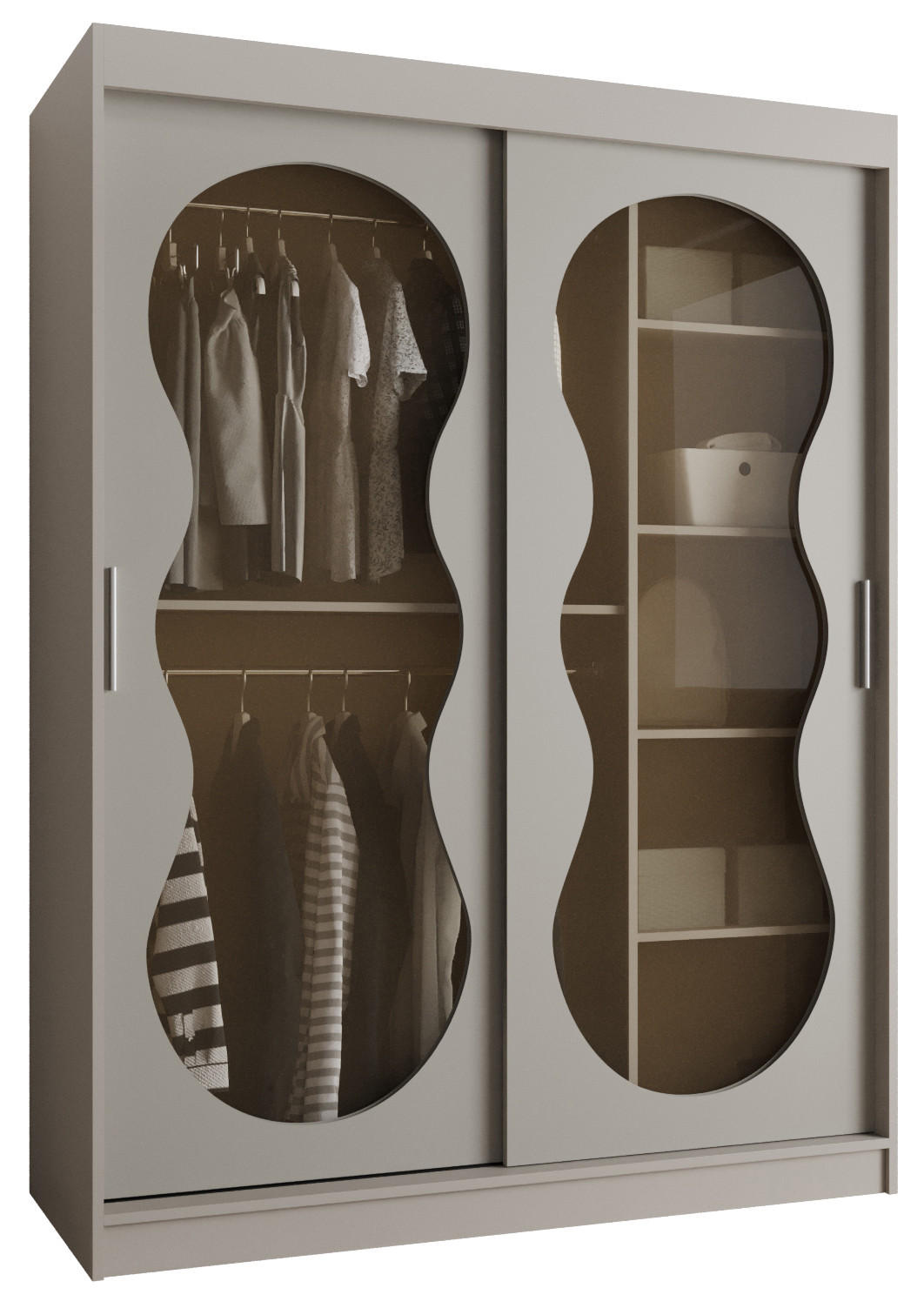 SCHWEBETÜRENSCHRANK 200/150/62 2-türig - Kaschmir, Holz (150/200/62cm) - Abiks Möbel