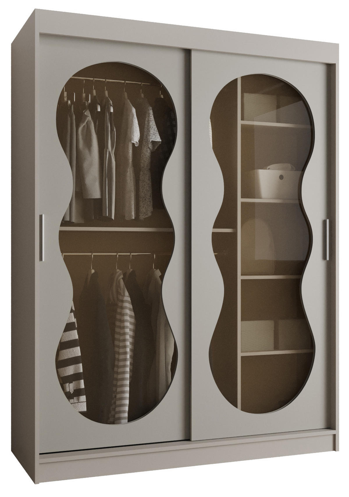 SCHWEBETÜRENSCHRANK 200/150/62 2-türig - Kaschmir, Holz (150/200/62cm) - Abiks Möbel