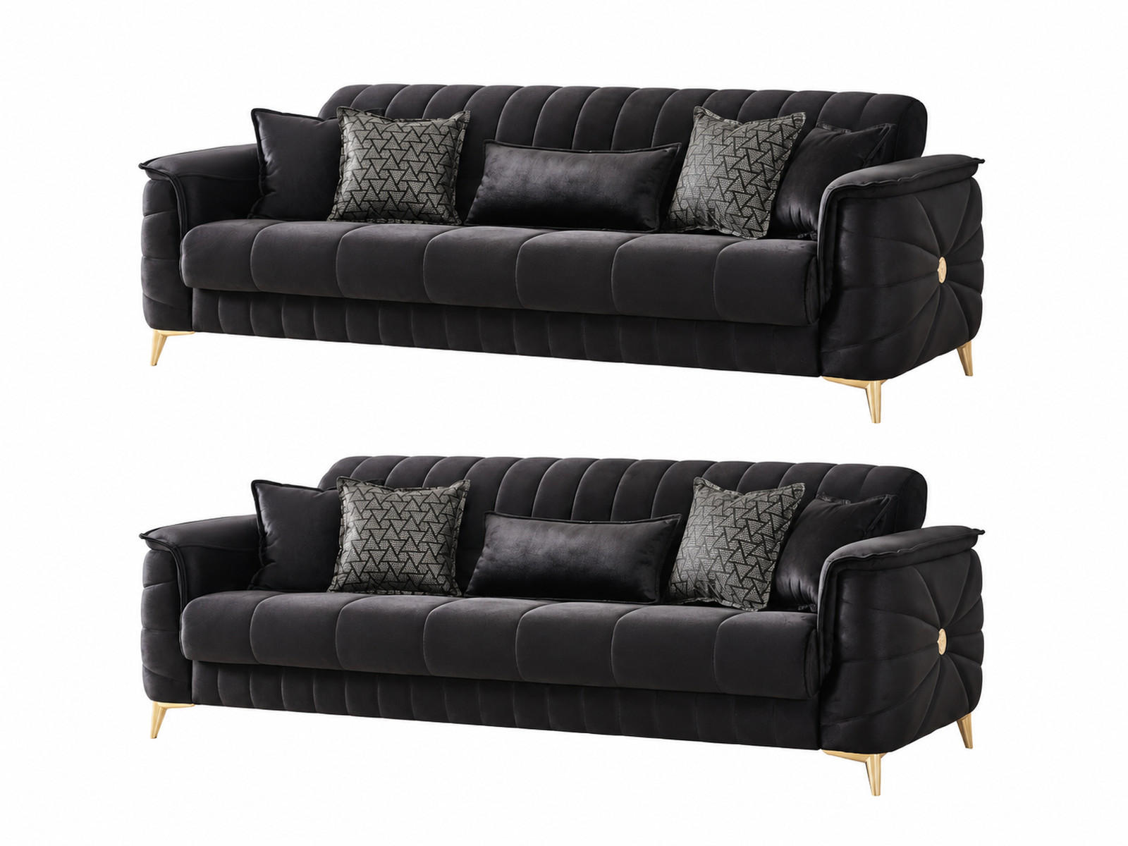 SITZGARNITUR Osorno, Schwarz Stellvariante 3+3 - Schwarz, Holzwerkstoff/Kunststoff (240/80/100cm)