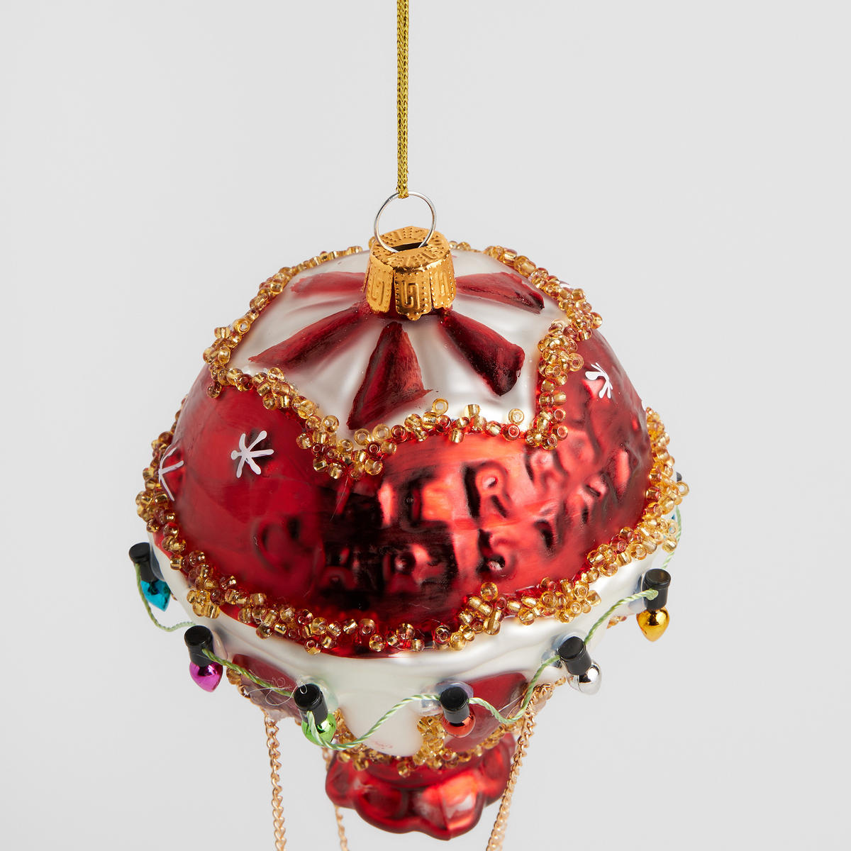 GLASKUGEL Twirlos, mehrfarbig, 8 x 8 x 16 cm, Dekorative Weihnachtsdeko - Multicolor, Glas (8/8/16cm) - home&you