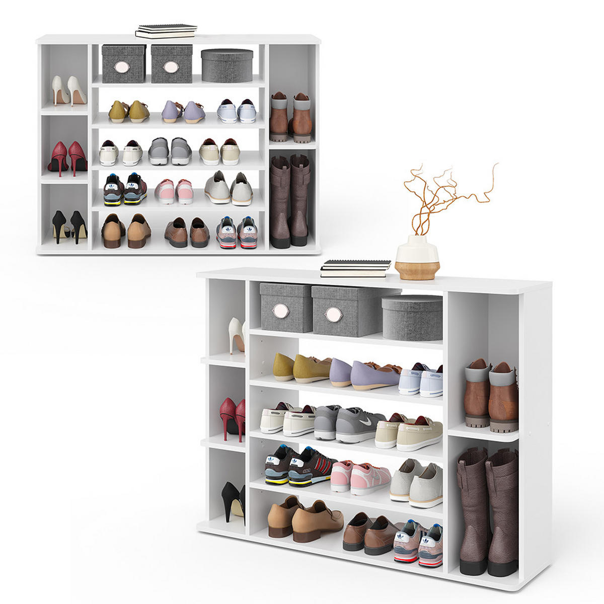 SCHUHREGAL Levin Weiß 116.2 x 87.4 cm - Weiß, Holzwerkstoff (116.2/87.4/30.1cm) - Vicco