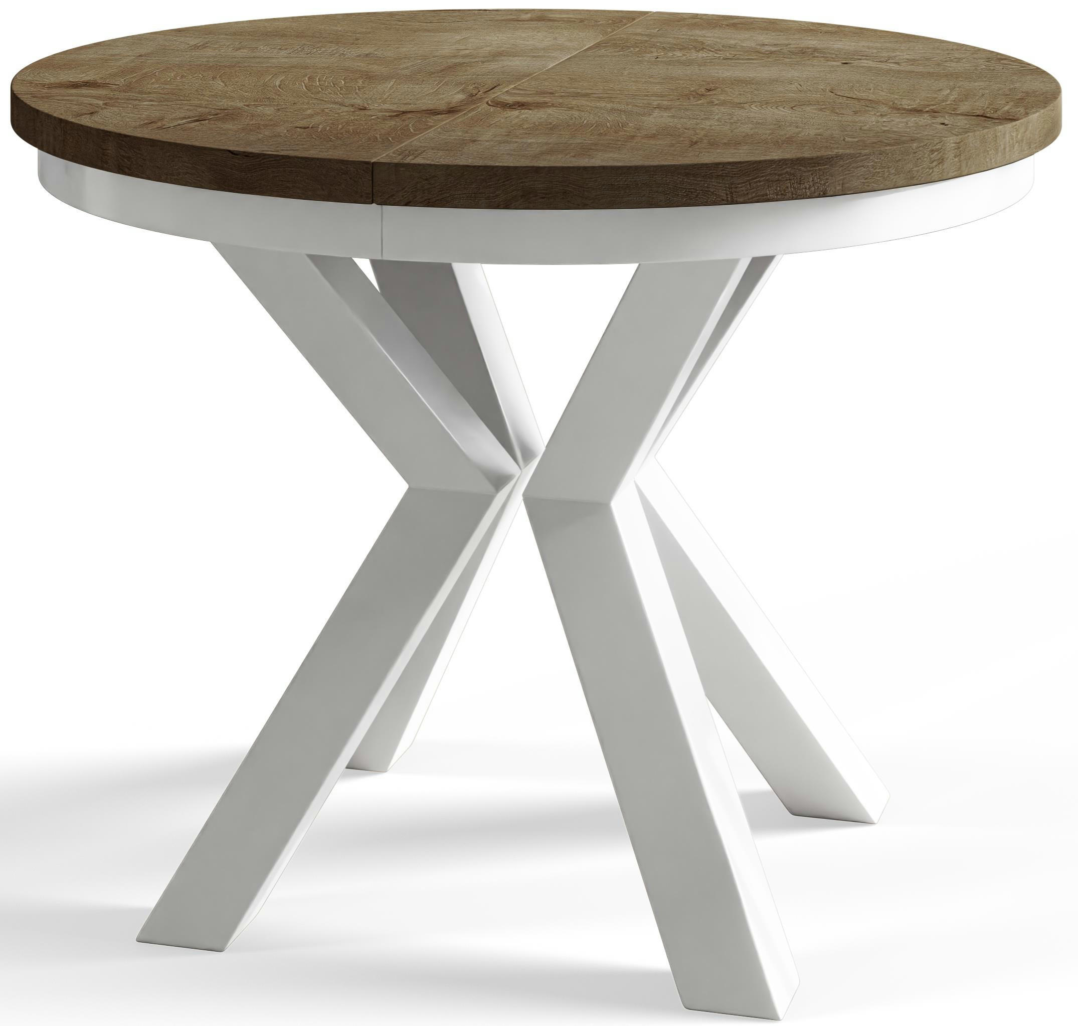 ESSZIMMERTISCH LOFT, ausziehbarer Tisch 100 cm/180 cm, Farbe: Dunkelbraun, mit Metallbeinen in Farbe Weiß - Dunkelbraun/Weiß, Holzwerkstoff (100/100/76cm) - Alpi-Möbel