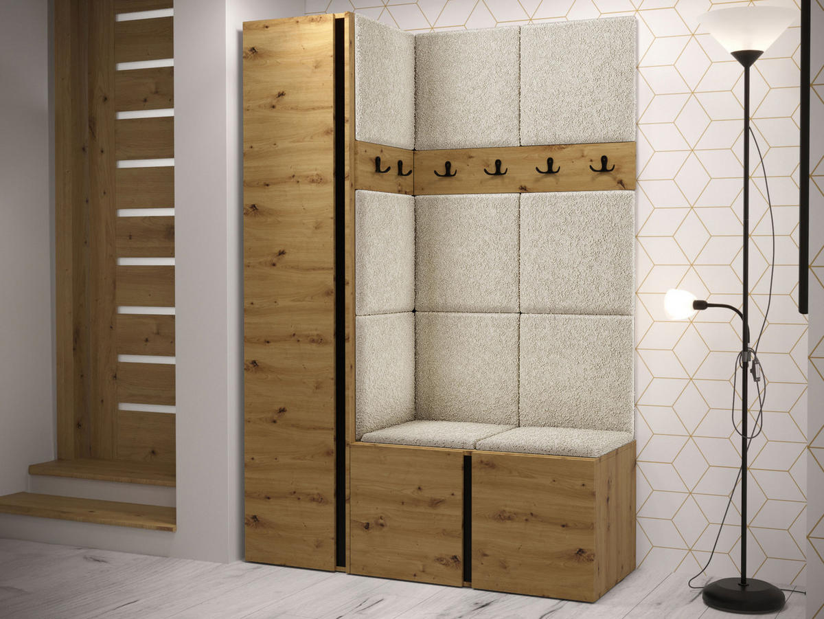 GARDEROBEN-SET Orion IX - Creme/Eiche Artisan, Holzwerkstoff/Kunststoff (124/186/46cm) - MIRJAN24