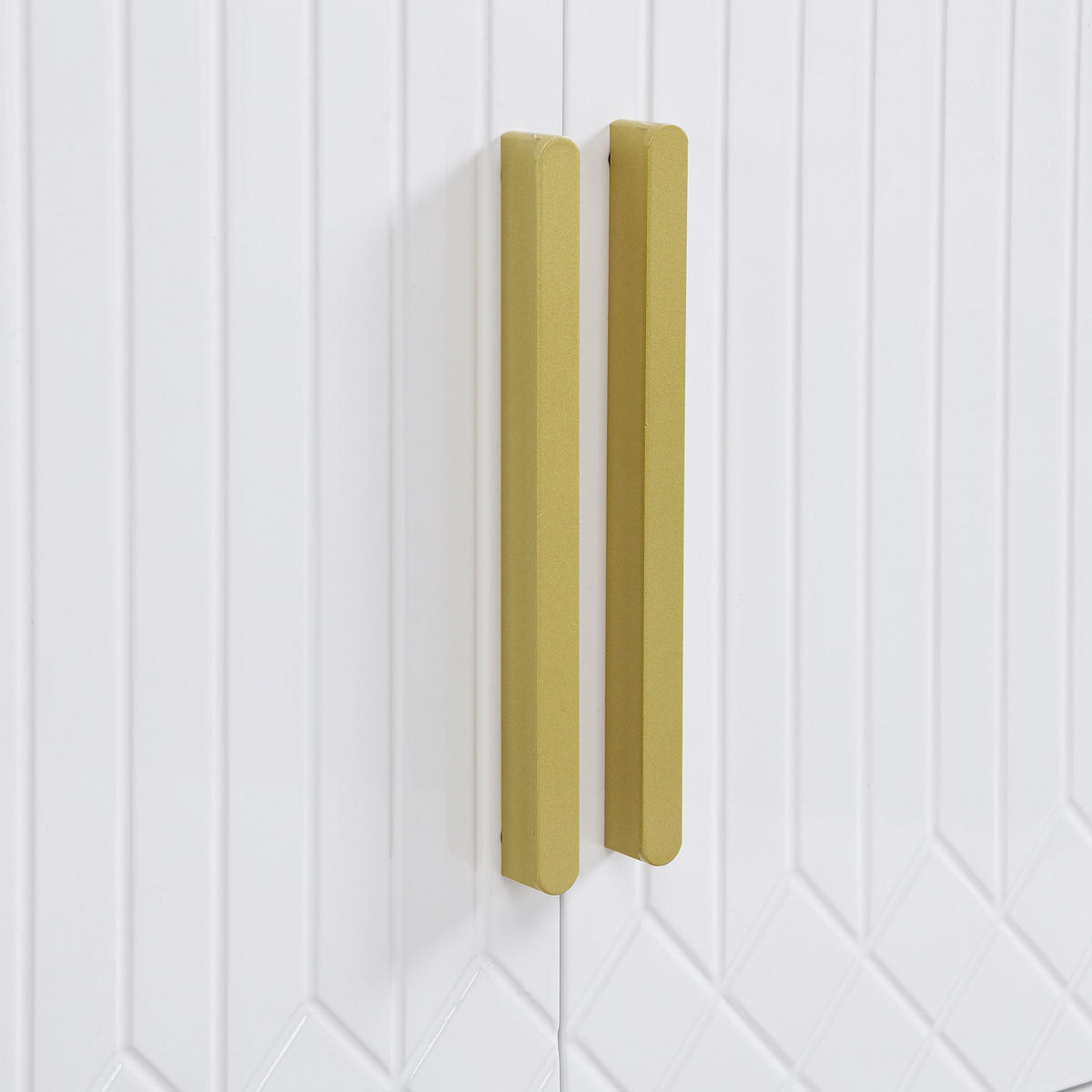 TV-SCHRANK Weiß Hochglanz 170/40/53,5 cm Goldgriffe Goldfüße Gravierte Türen - Weiß, Karton (40/53.5/170cm) - PANGIVO